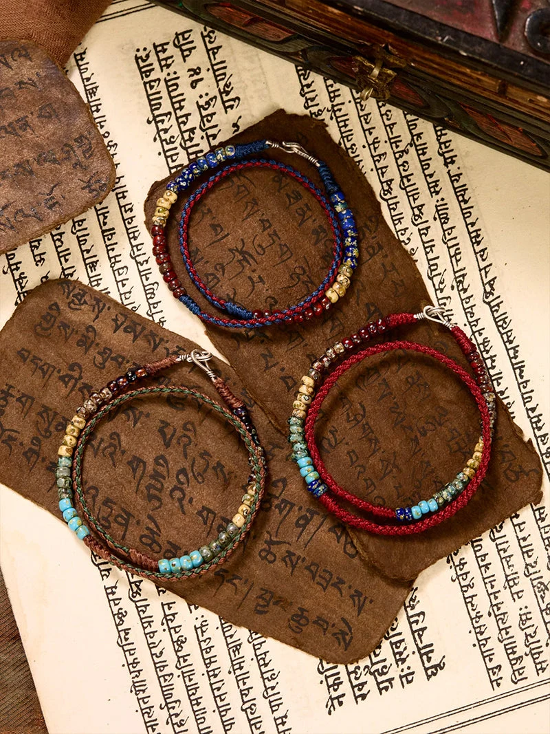 Sacred Balance Glaze Bead Wax Rope Bracelet