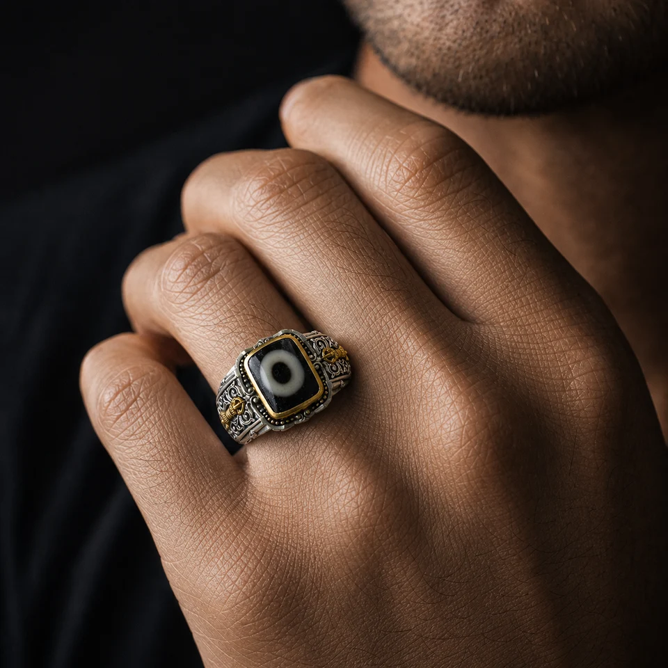 AI lifestyle product image - ring on male hand