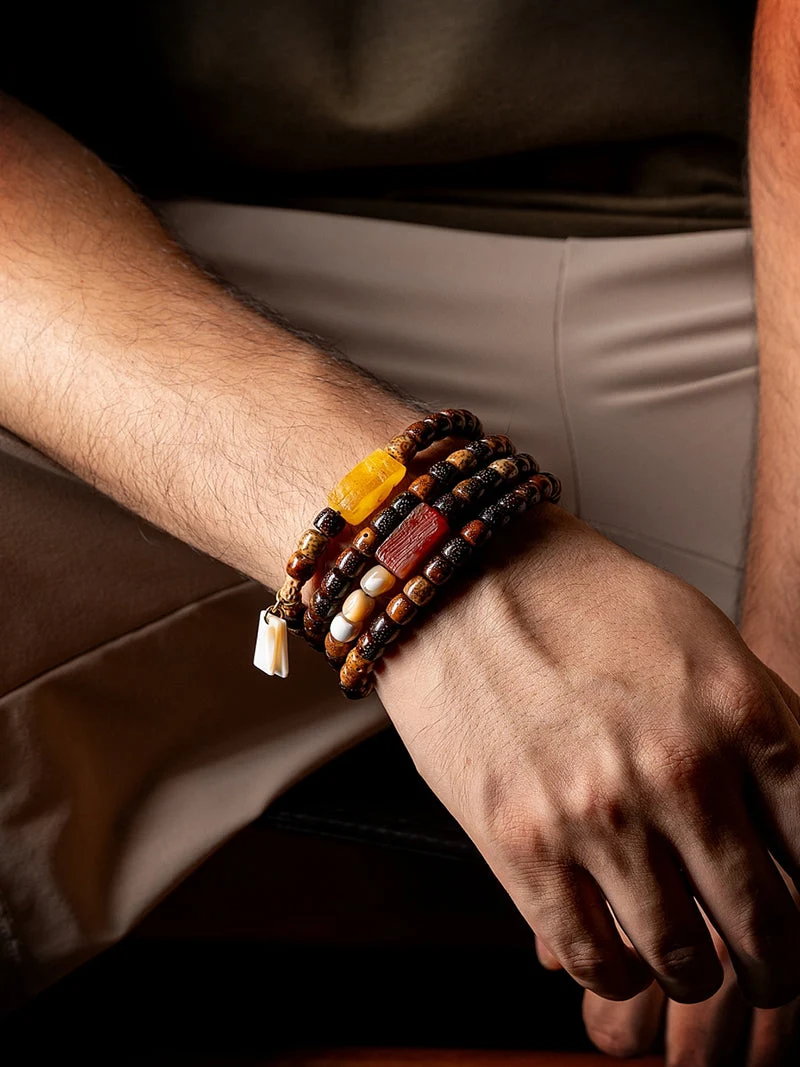 Wisdom Star Moon Bodhi Aged Seed Mala Bracelet