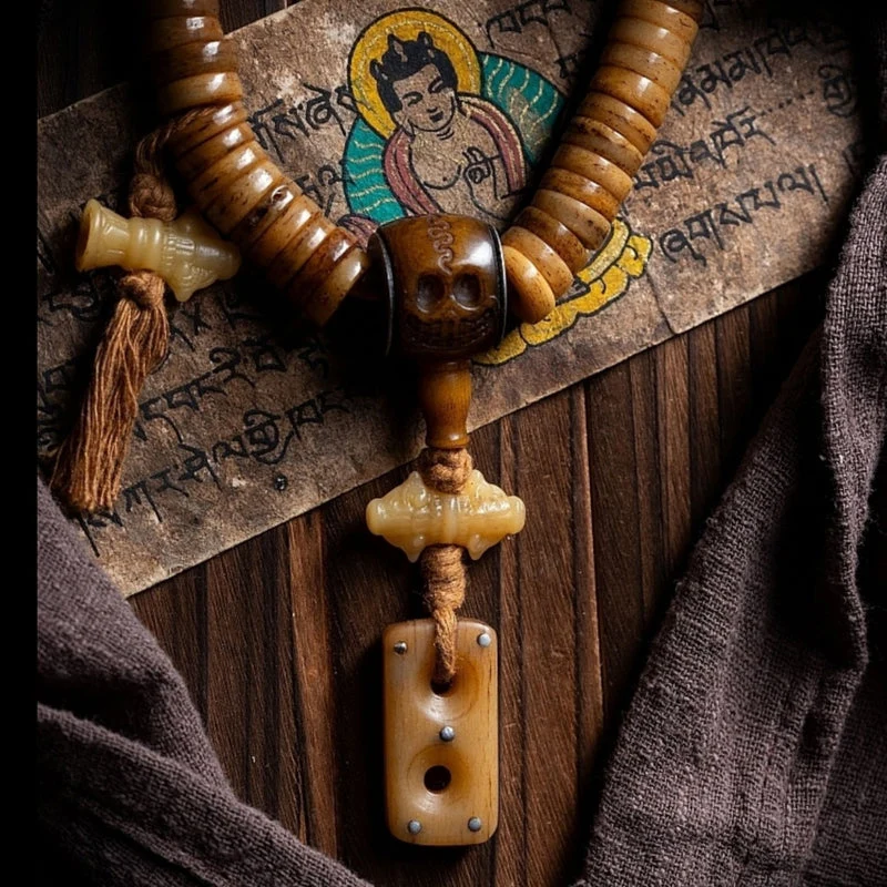 Guardian Yak Bone Protection 108 Mala Beads - Handcrafted Energy Talisman