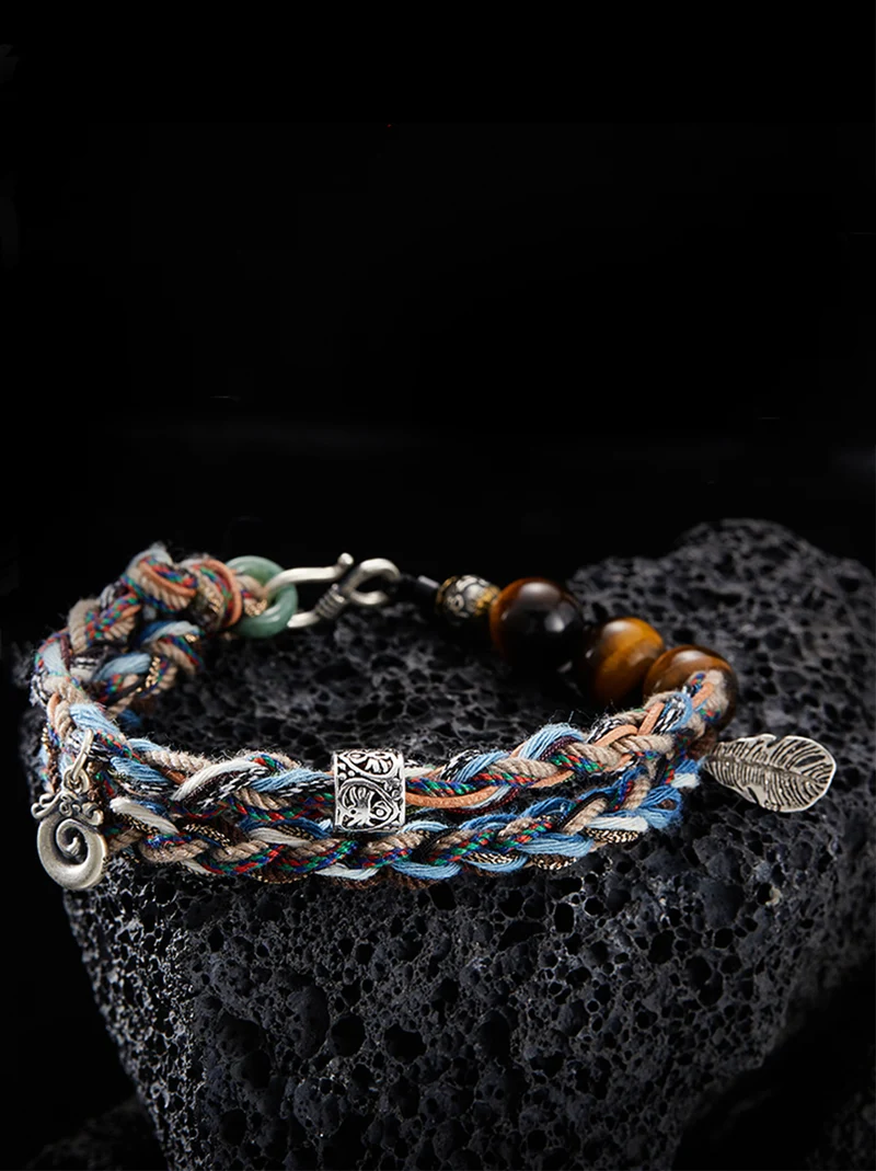 Handcrafted Sterling Silver Tiger Eye Stone Bracelet