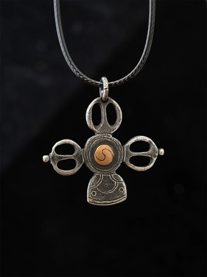 Tibetan Thokcha Lotus Cross Vajra Pendant