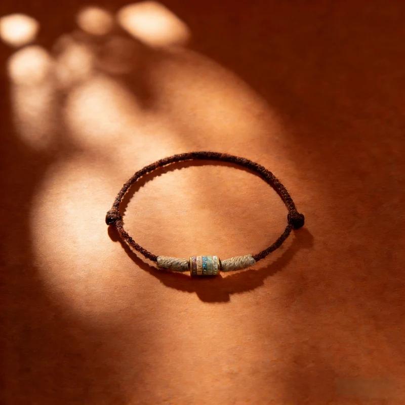 Eternal Protection Six-Syllable Mantra Sterling Silver Enamel Bracelet
