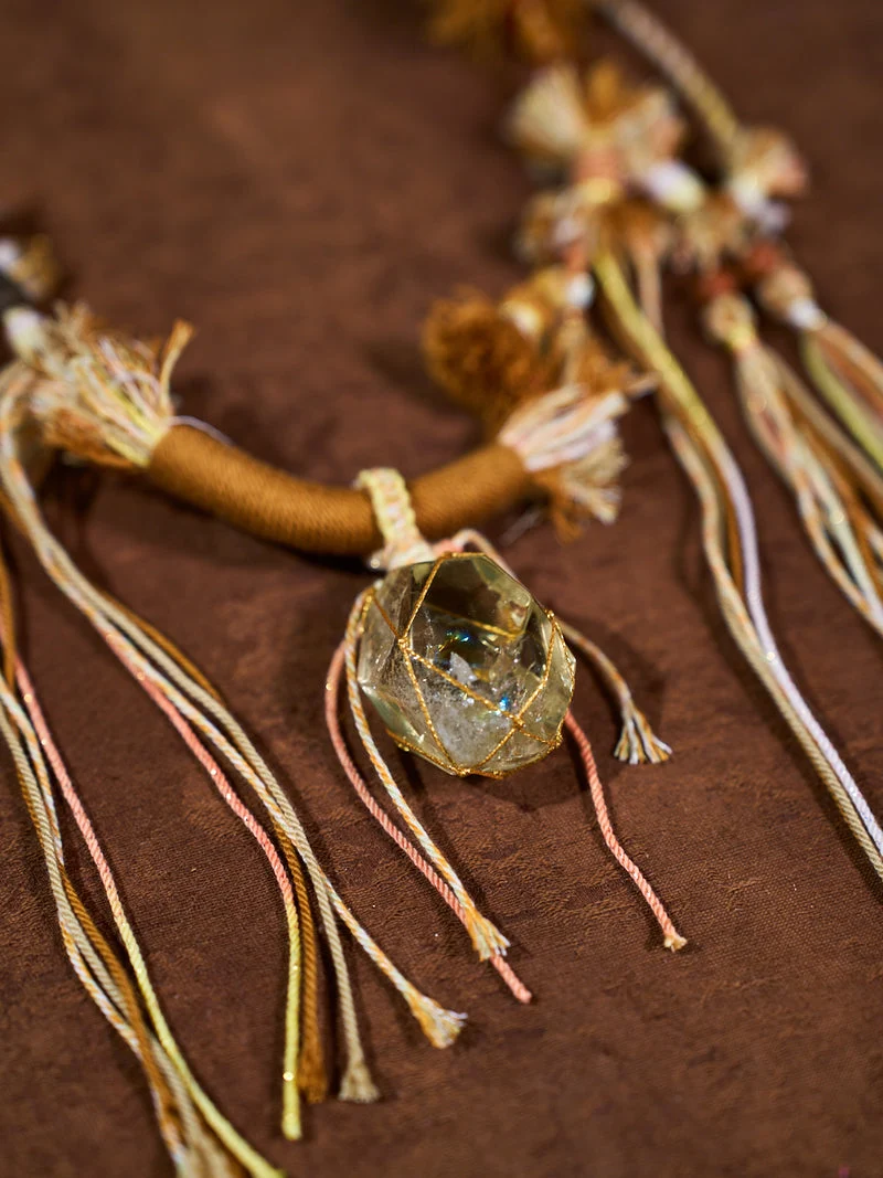 Wealth Energy · Golden Sun Citrine Tibetan Handwoven Talisman Necklace
