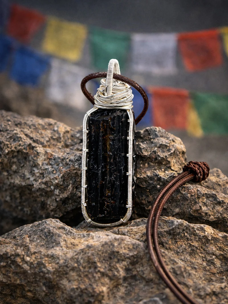Protection Black Tourmaline Natural Crystal Pendant