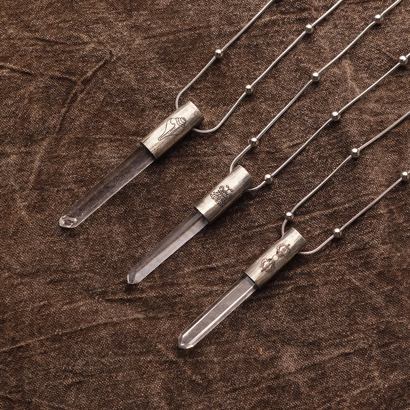 Blessing Eight Auspicious Symbols Crystal Necklace