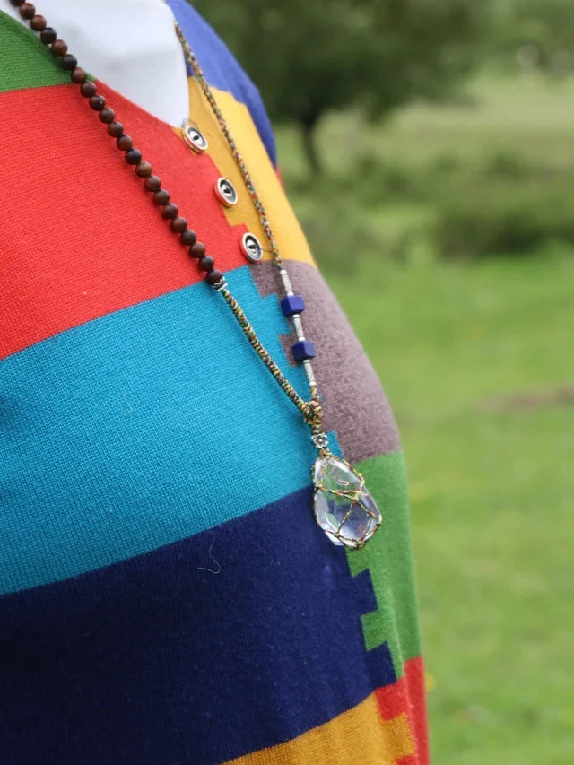 Kailash Energy Essence of Soul Recovery Clear Quartz Pendant with Lapis Lazuli and Sterling Silver