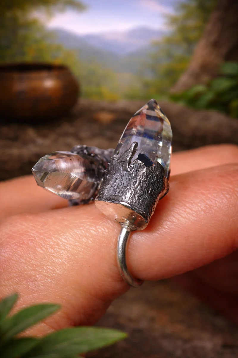 Inner Clarity Raw Clear Quartz Sterling Silver Ring