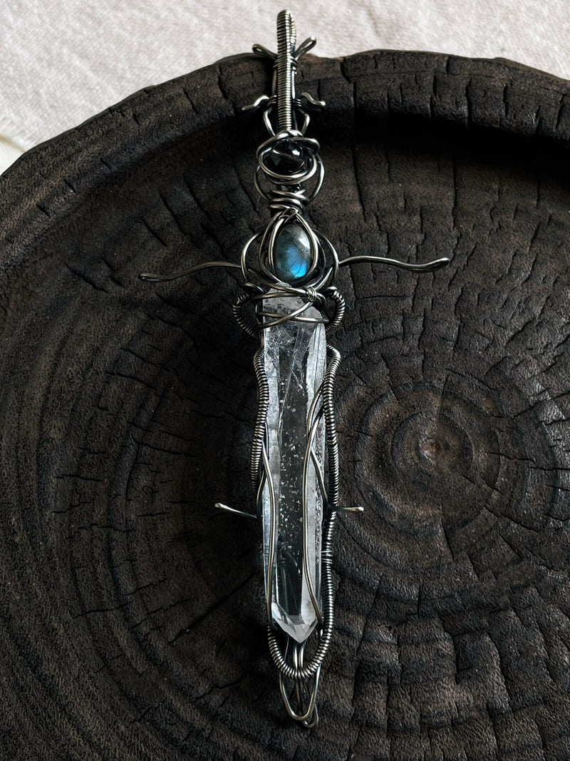 Guardian Blade of Light Clear Quartz Necklace