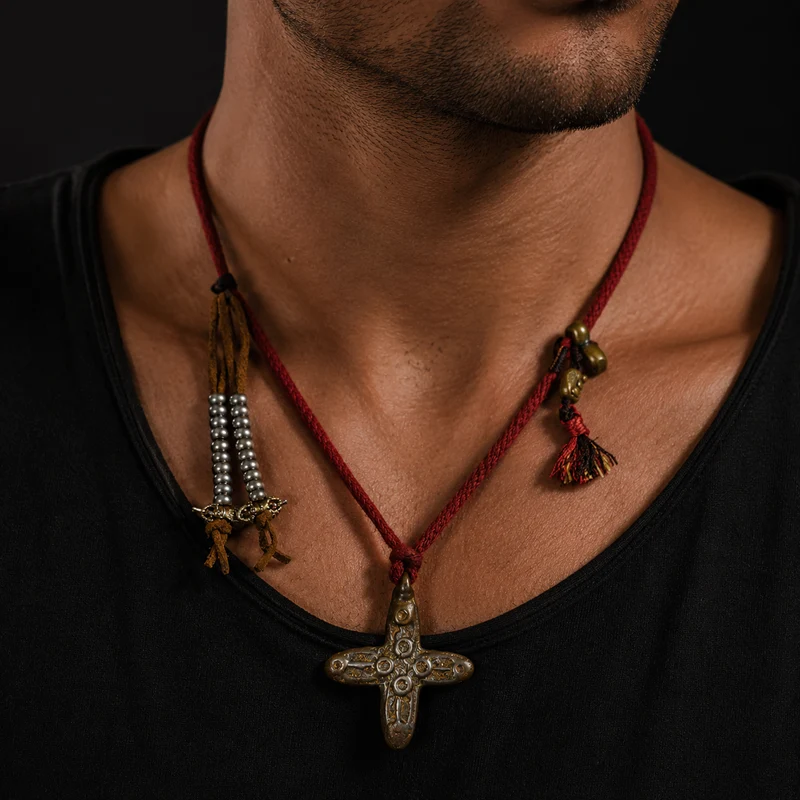 Avalokiteshvara Festival Blessed Sky-Iron Cross Vajra Thokcha Necklace - QR Verified Guardian