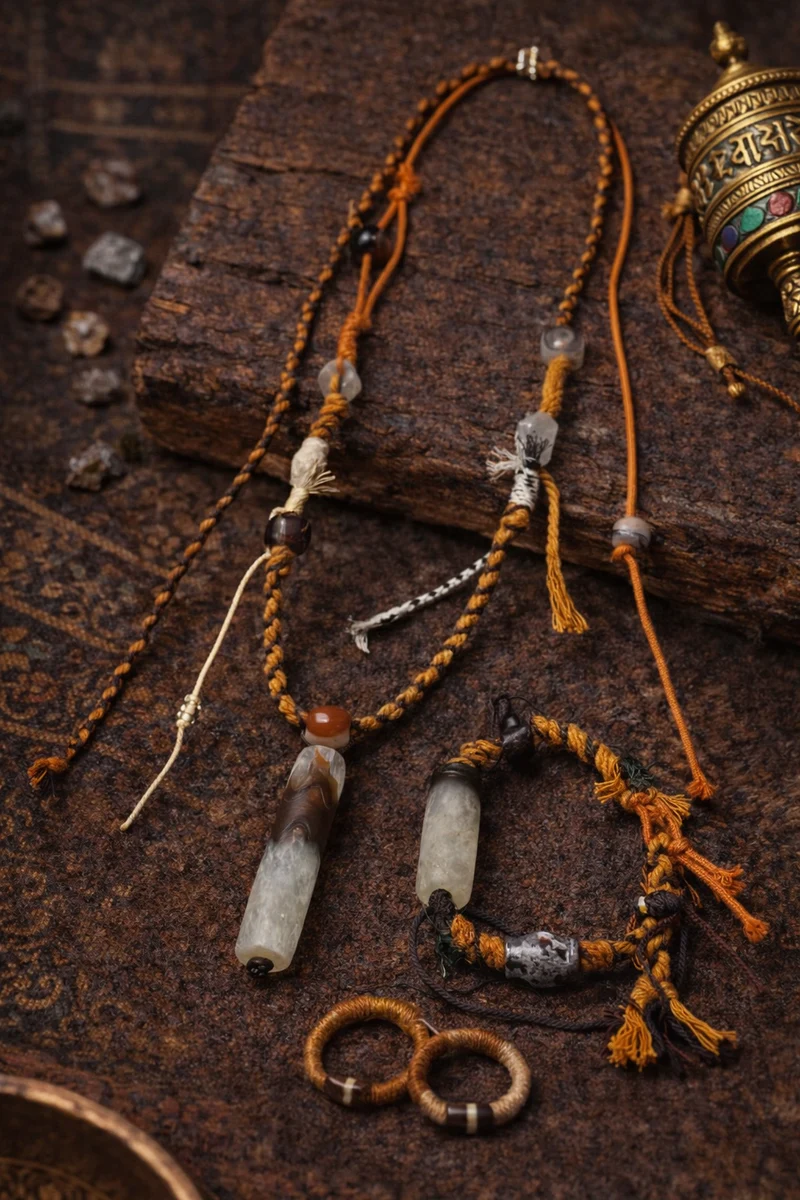 Five Sacred Colors Agate Cord Blessing Bracelet