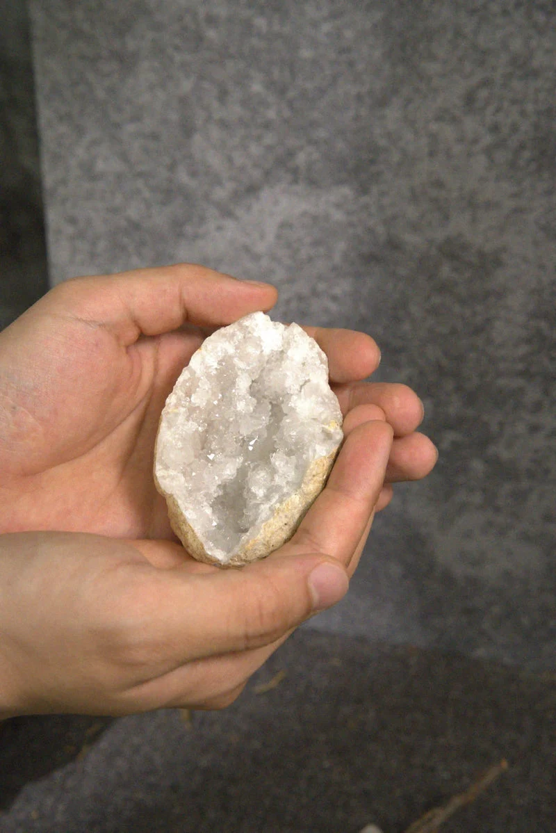 Natural Quartz Geode Crystal | Raw Clear Quartz Druzy Cave Energy Stone