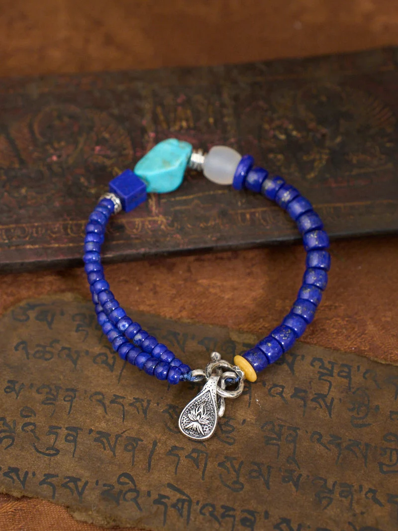 Sky Wisdom Lapis Lazuli & Turquoise Sterling Silver Bracelet