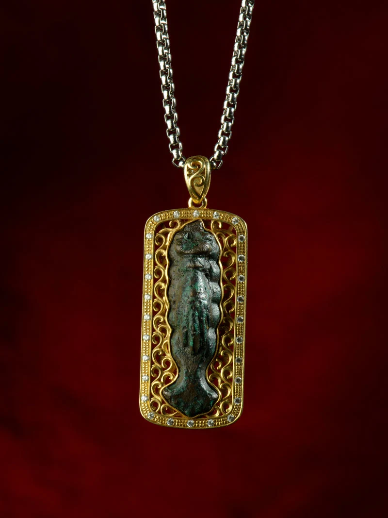 Song Dynasty Cicada Thokcha Gold-Plated Sterling Silver Pendant