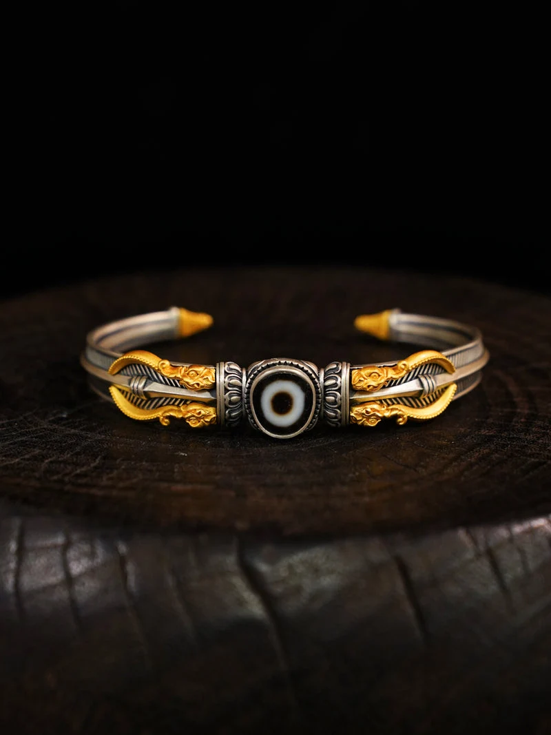 Unyielding Power Vajra Pure Silver Bracelet