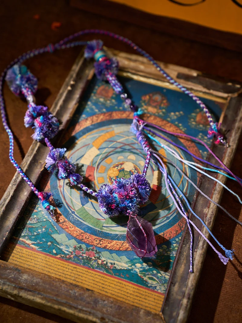 Wisdom Energy · Violet Insight · Amethyst Tibetan Knot Necklace