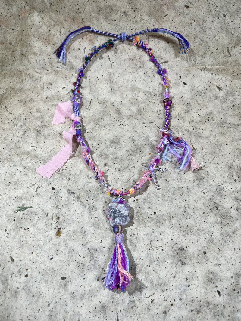 Love & Inner Calm Strawberry Quartz Amethyst Handmade Necklace