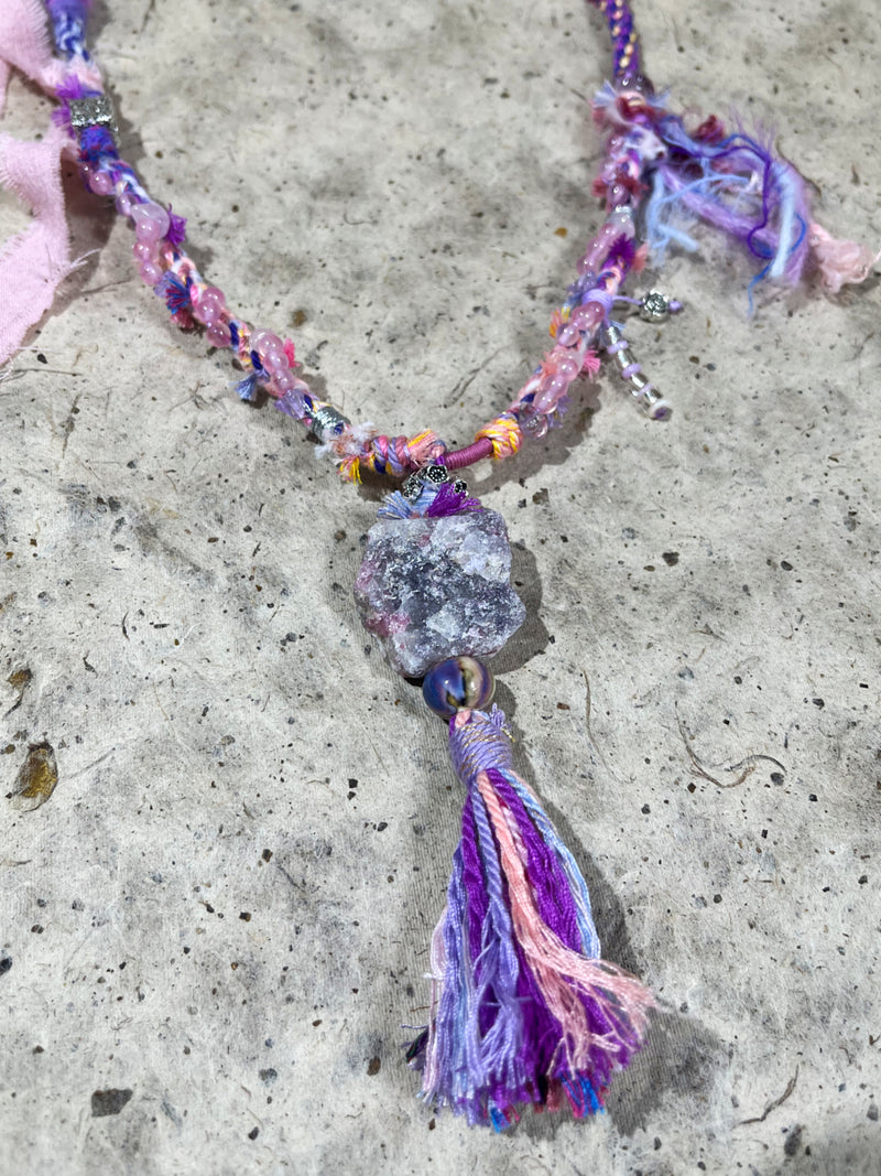 Love & Inner Calm Strawberry Quartz Amethyst Handmade Necklace