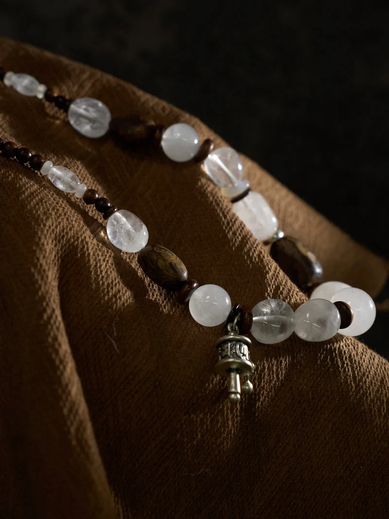Sacred Mountain Protection Clear Quartz Agarwood Necklace