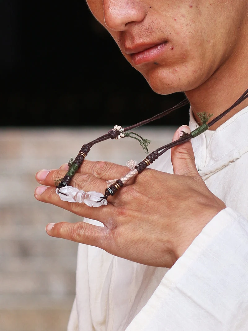 Avalokiteshvara Festival Blessed Clear Quartz Four-Pronged Vajra Necklace - Protection & Balance