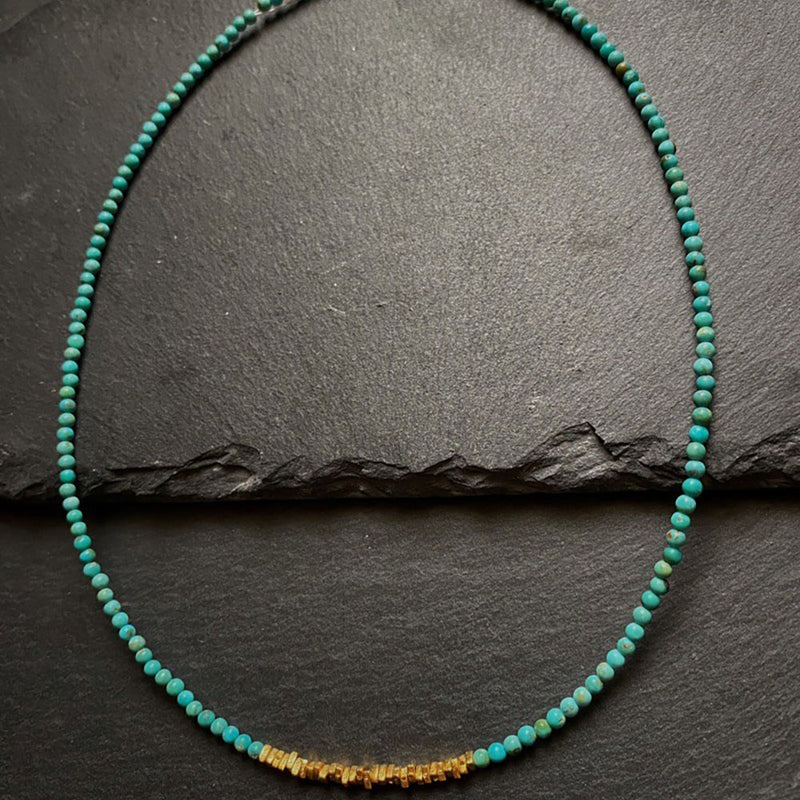 Spirit Healing Journey Turquoise Silver-Plated Gold Necklace