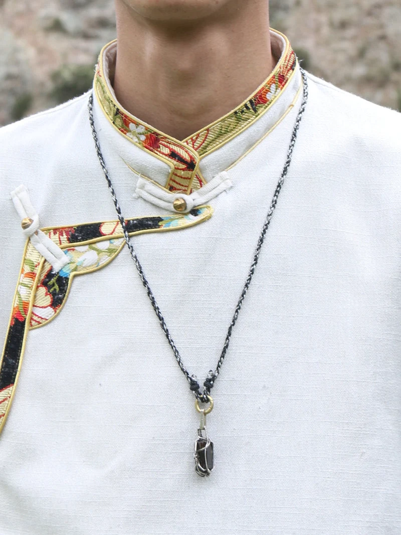 Himalayan Black Tourmaline 7 Chakra Crystal Necklace