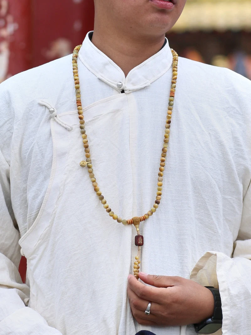 Tibetan Wealth Tiger Eye & Amber Necklace