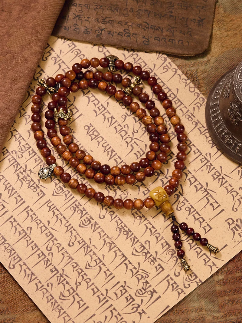 Grounded Practice Sandalwood OM Yak Bone 108 Mala