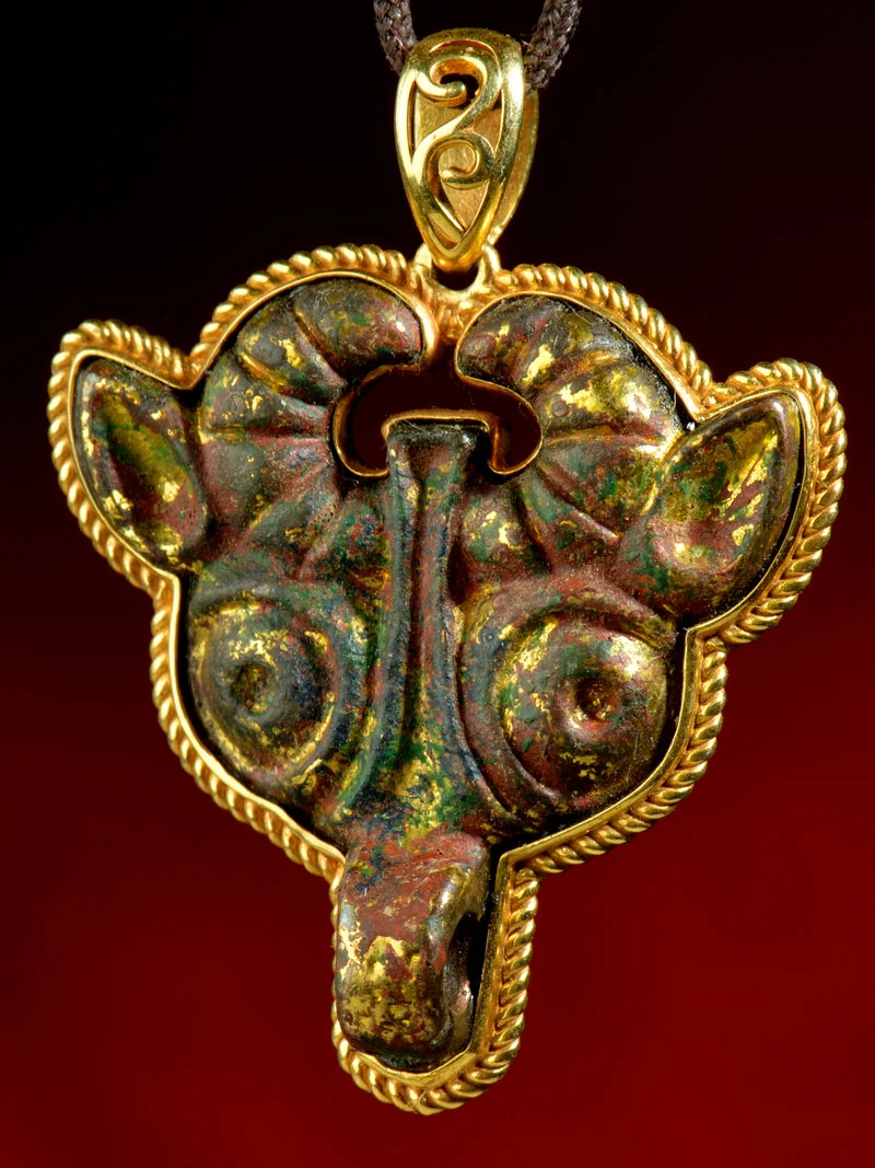 Tibetan Bull Head Thokcha Gold-Plated Sterling Silver Necklace