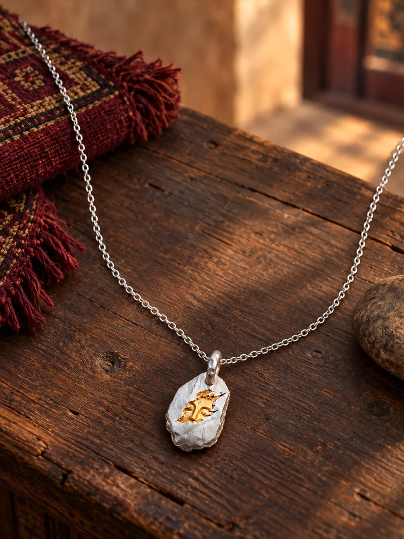 Wisdom Reflection Cundi Bodhisattva Gold-Plated Sterling Silver Pendant