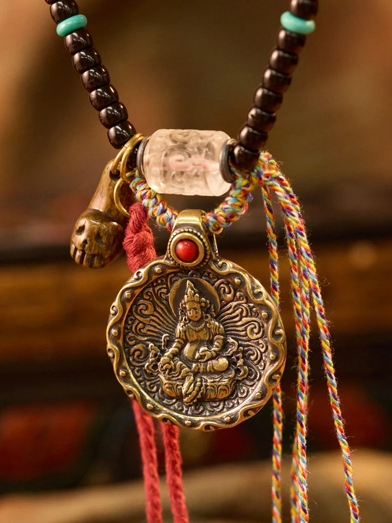 Warrior Deity Thokcha Silver Tibetan Mala Necklace