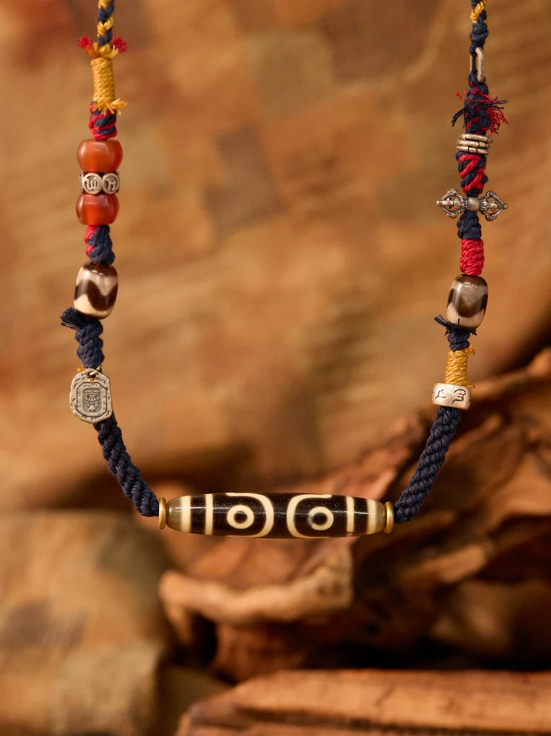 Sacred Protection Zakiram Vajra Dzi Necklace