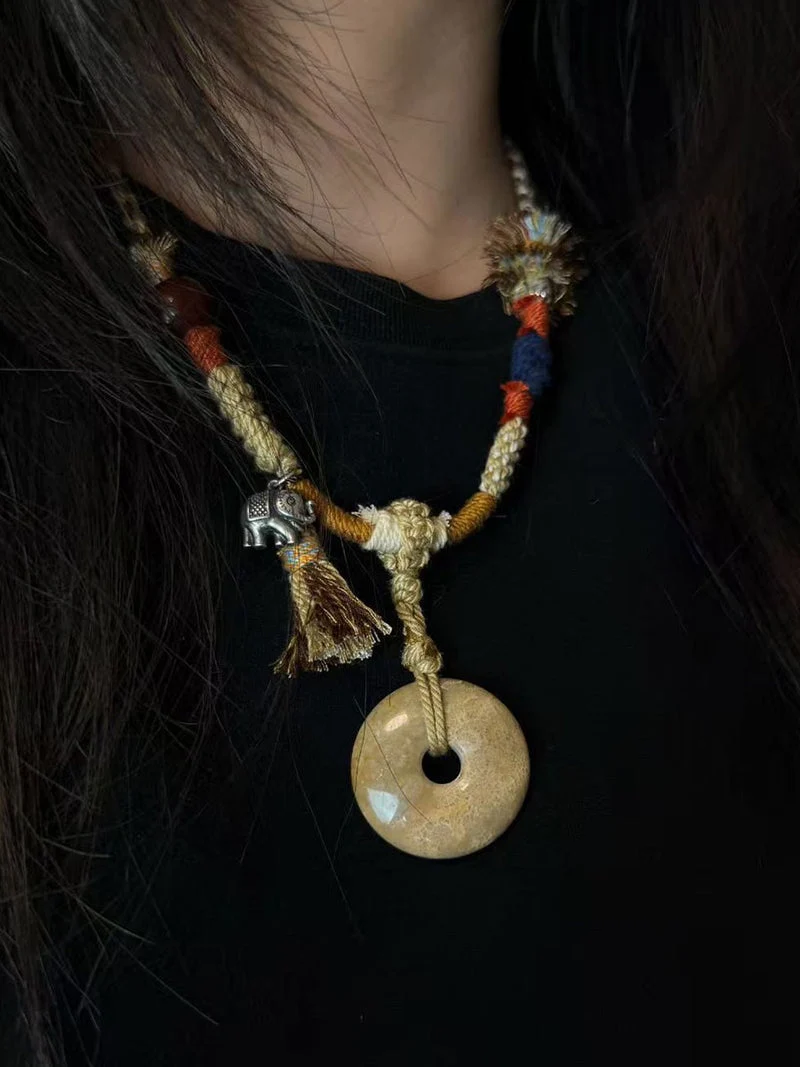 Peaceful Blessing Fossil Coral Peace Buckle Necklace