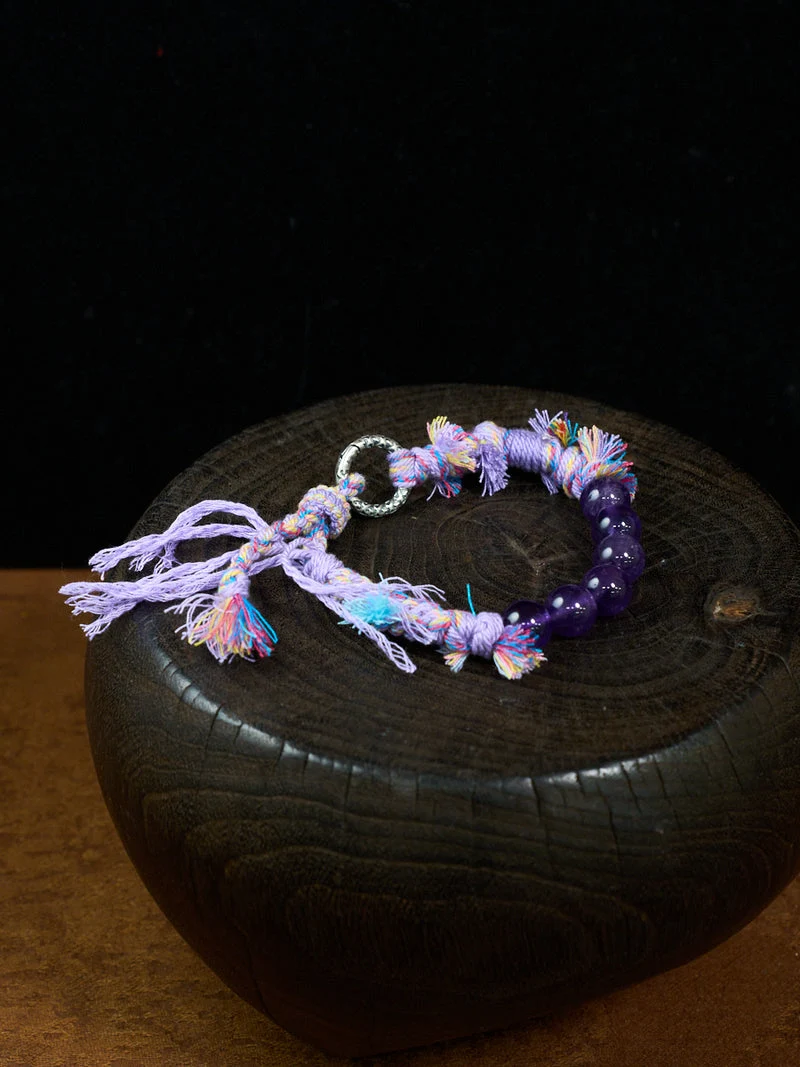Violet Serenity Amethyst Antique Silver Tibetan Five-Color Cord Bracelet