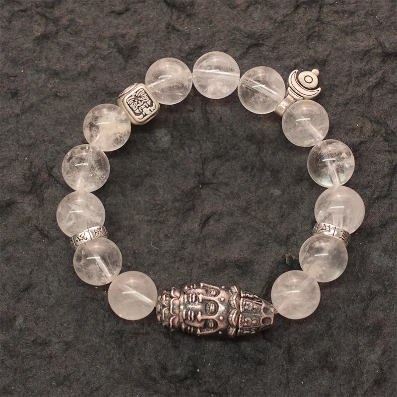 Purity & Wealth Tibetan Clear Quartz Silver Zakhiram Bracelet