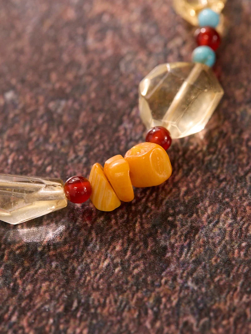 Wealth Path Citrine Turquoise Adjustable Bracelet