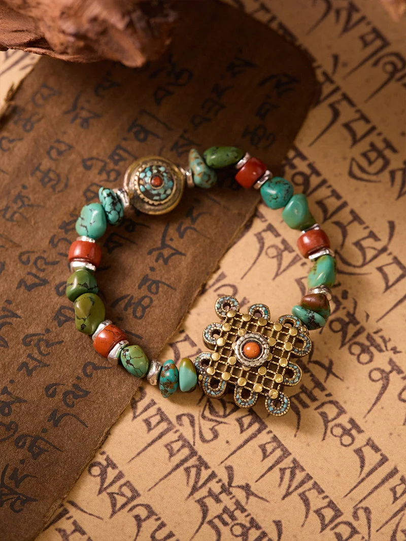 Harmony Protection Endless Knot Turquoise Agate Bracelet