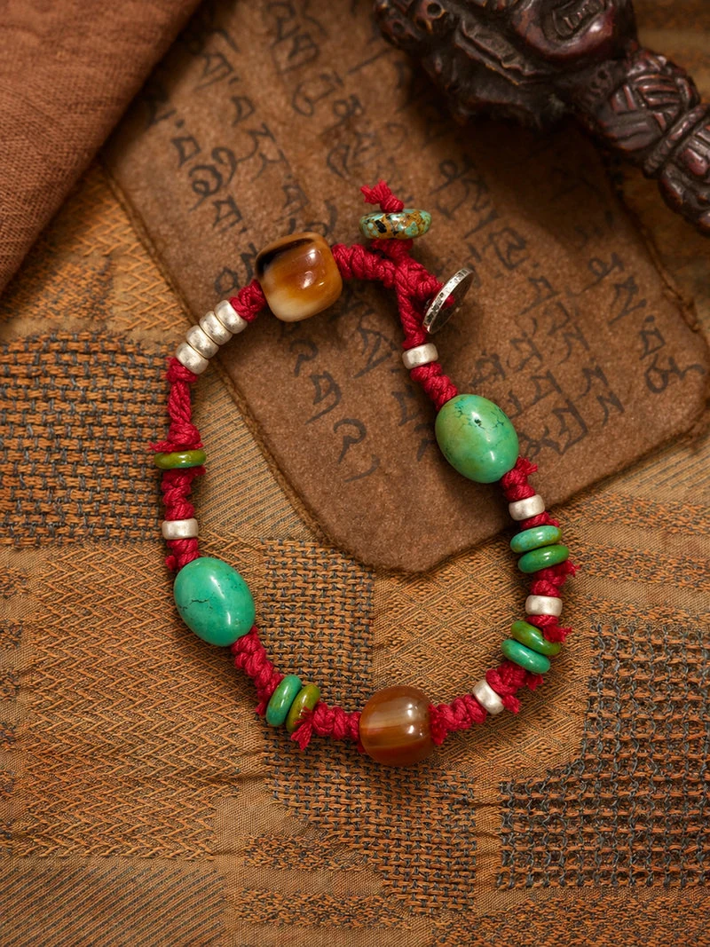 Inner Sanctuary Turquoise Agate Tibetan Handwoven Bracelet