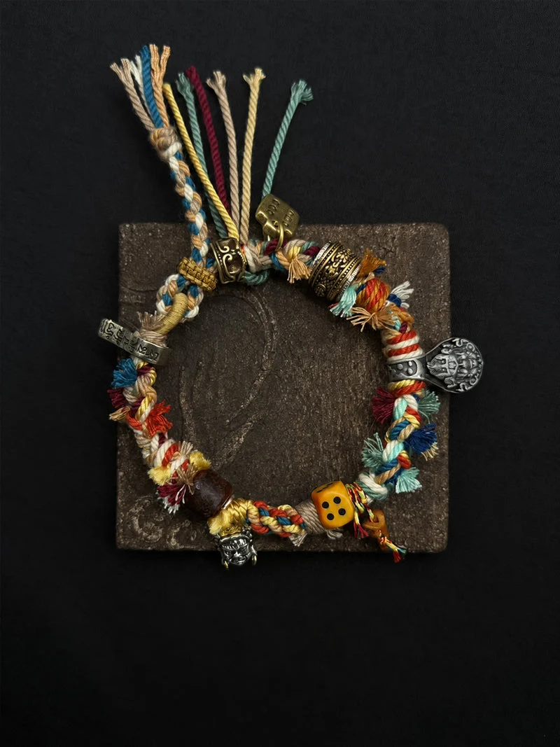 Sacred Guardians Handwoven Tibetan Cotton Cord Necklace