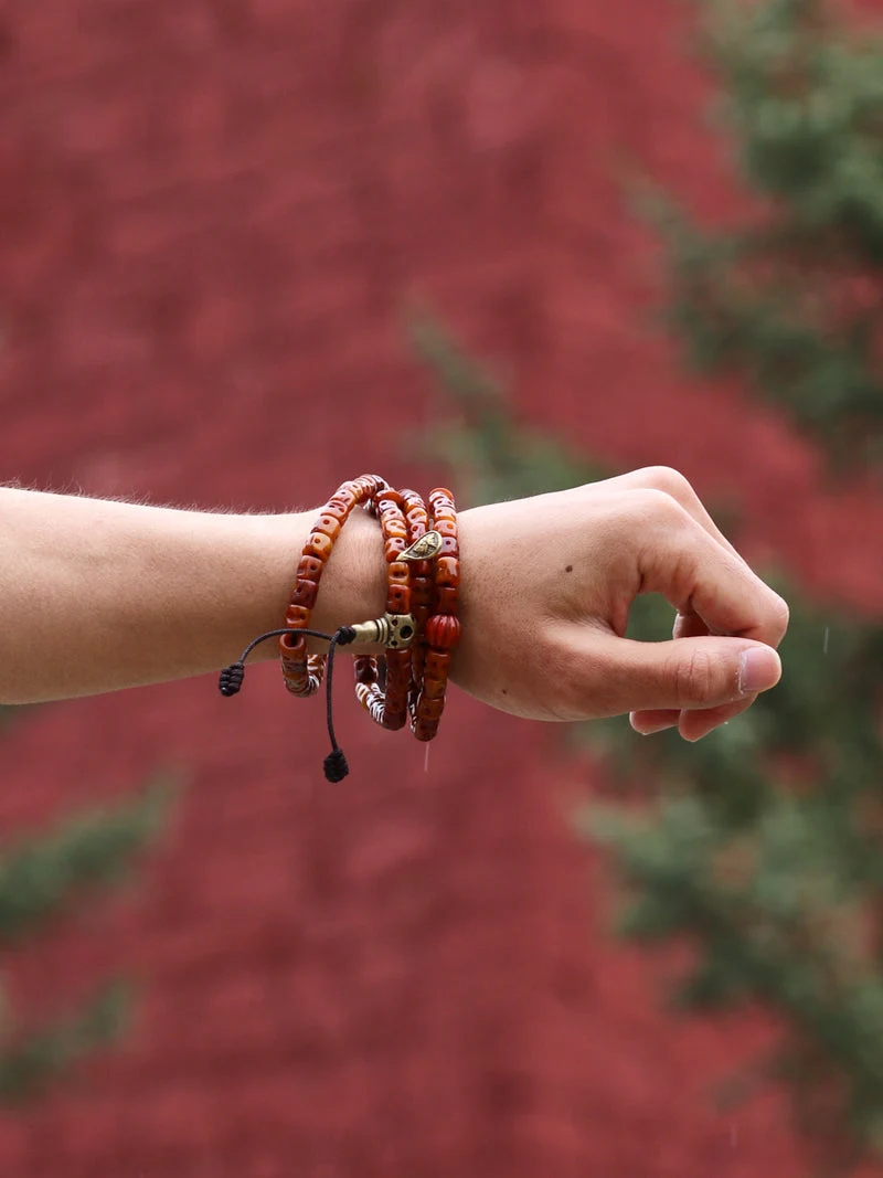 Nomadic Yak Bone & Sherpa Glass Ritual Bracelet