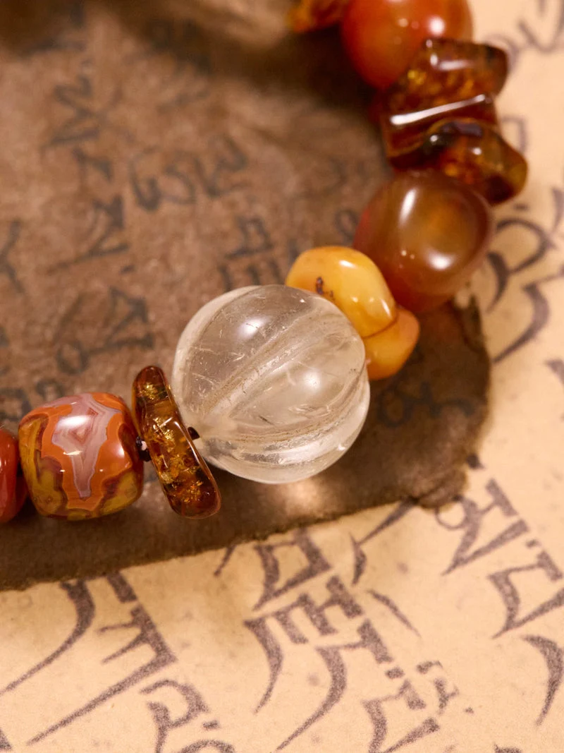 Grounding Balance Crystal Amber Multi-Stone Bracelet