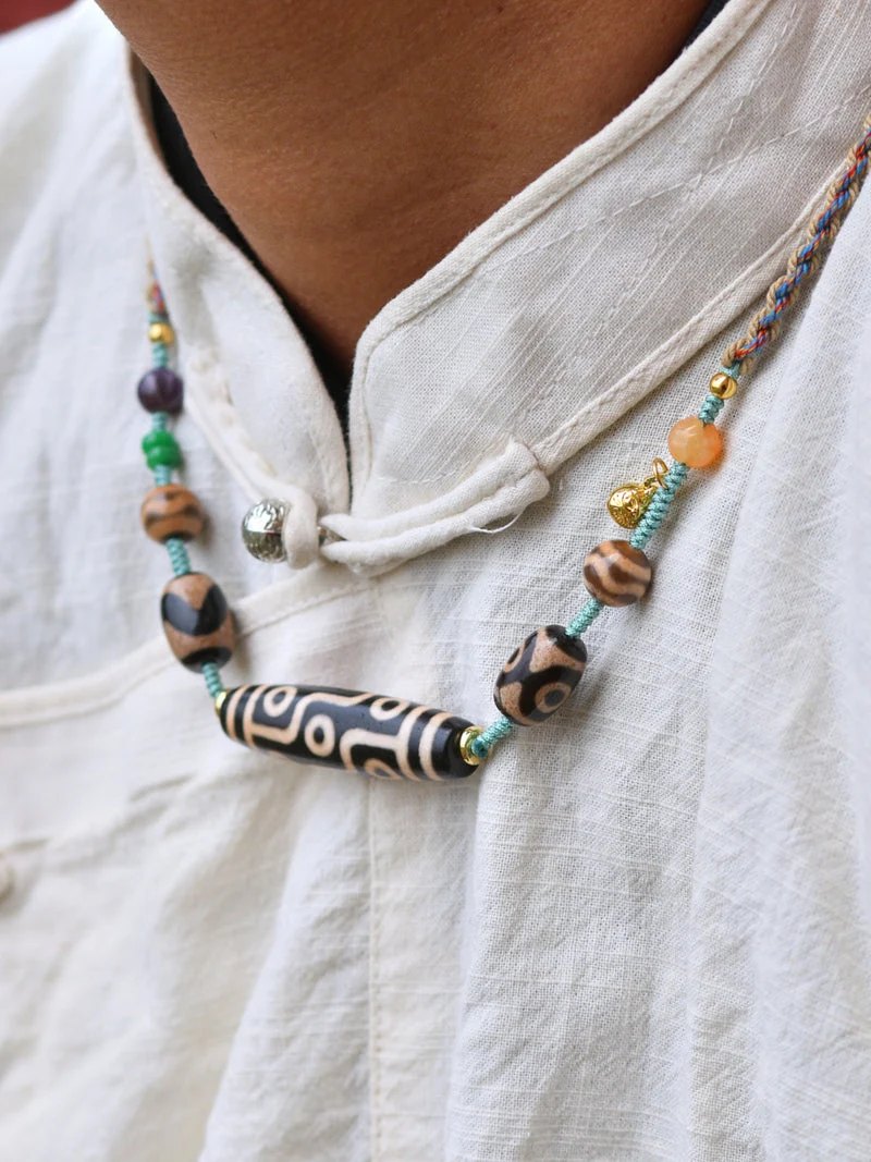 Fortune Nine-Eye Dzi Tibetan Necklace