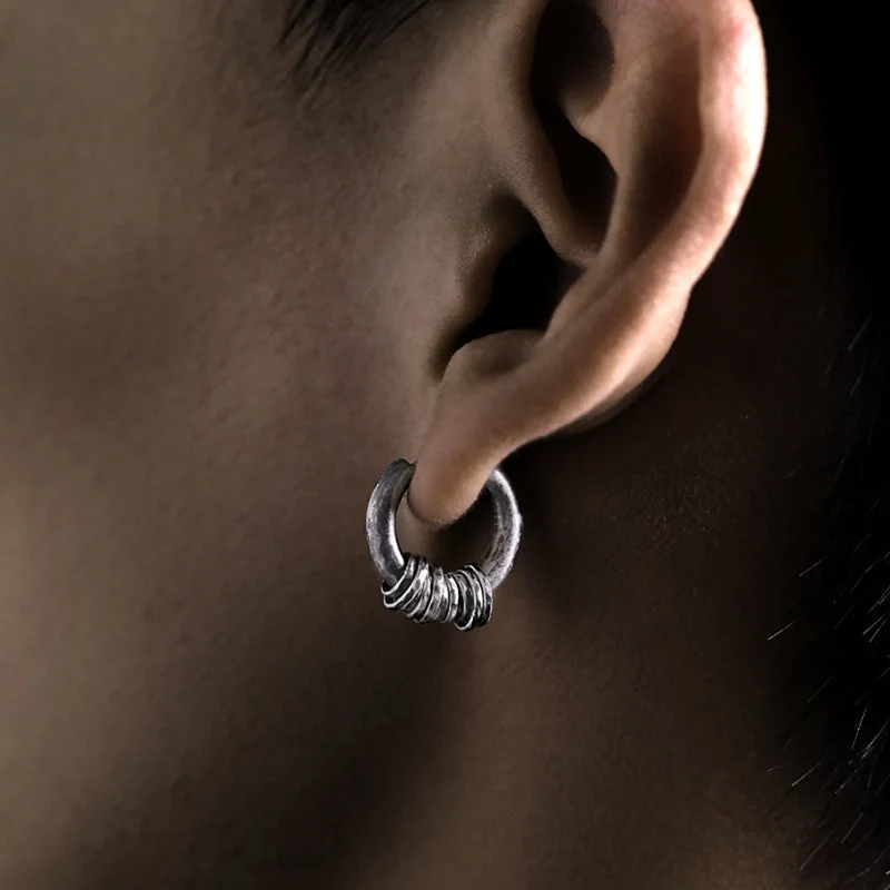Good Fortune Sterling Silver Endless Knot Spiral Hoop Earrings