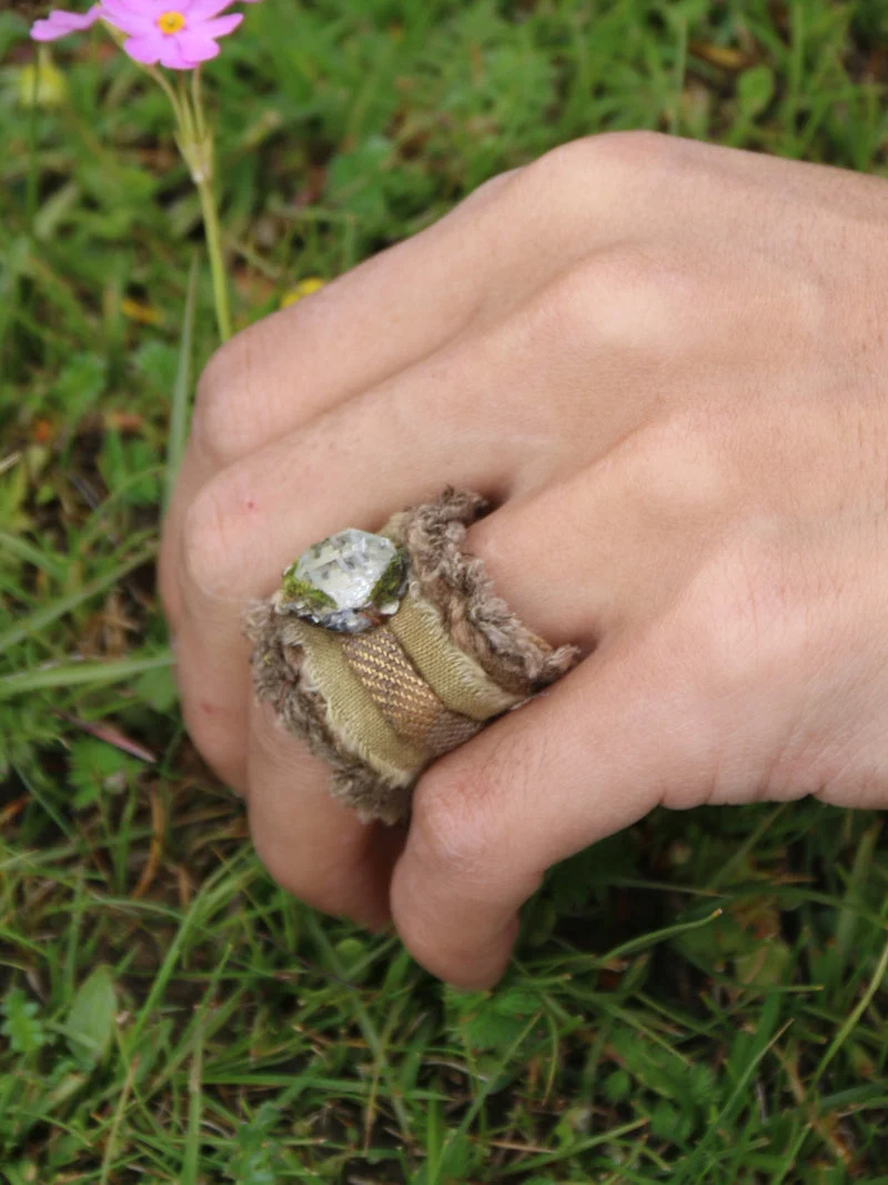 Healing Clear Quartz Nature Embrace Woven Ring