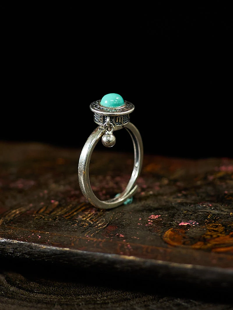 Uplifting Balance Turquoise Silver Dangle Ring
