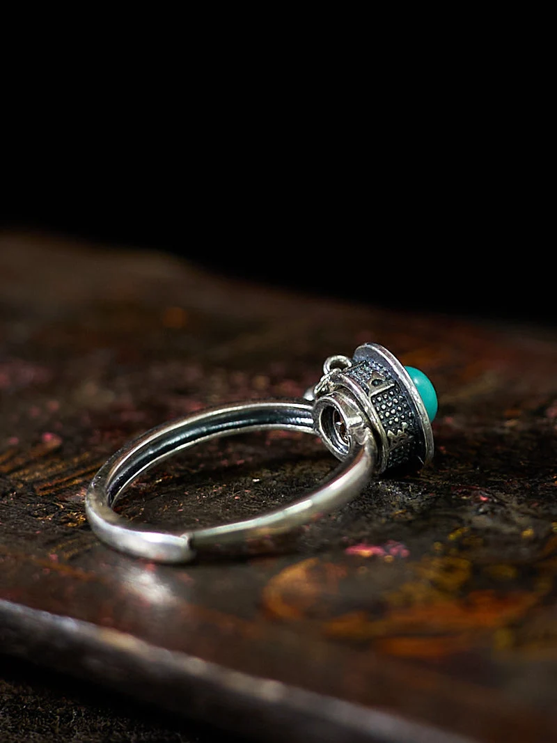 Uplifting Balance Turquoise Silver Dangle Ring