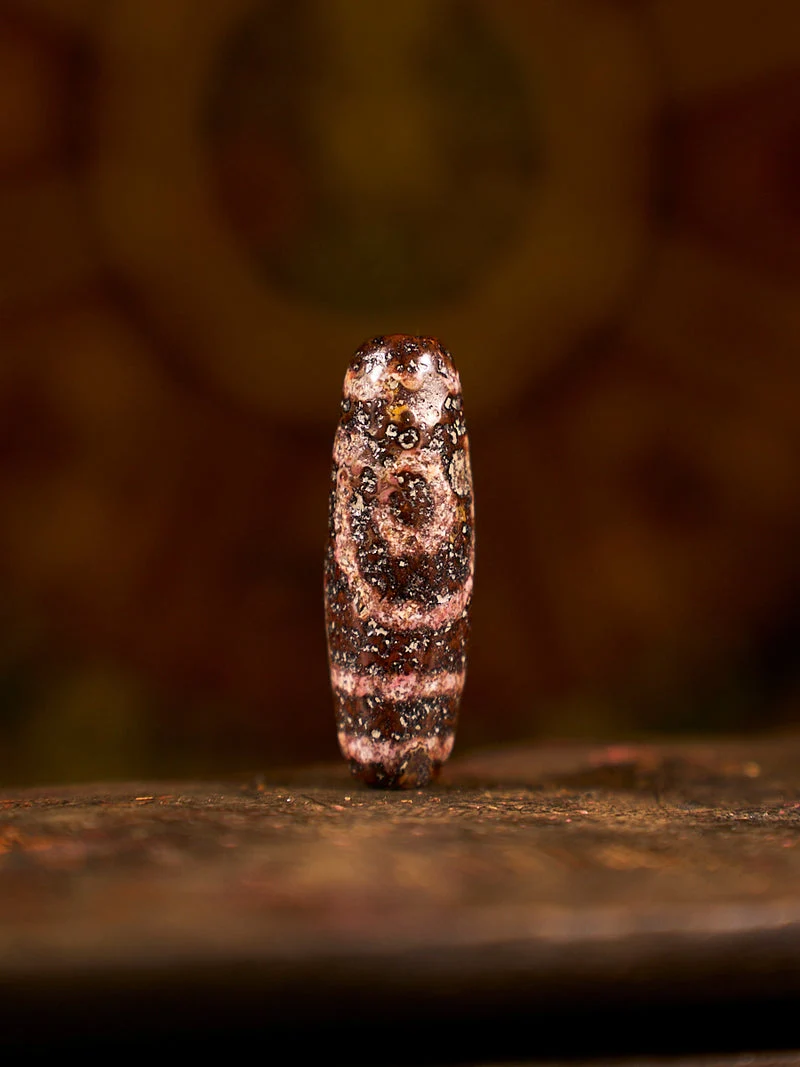 Tibetan Zhangzhung Era Two-Eyed Wish-Fulfilling Agate Dzi Bead