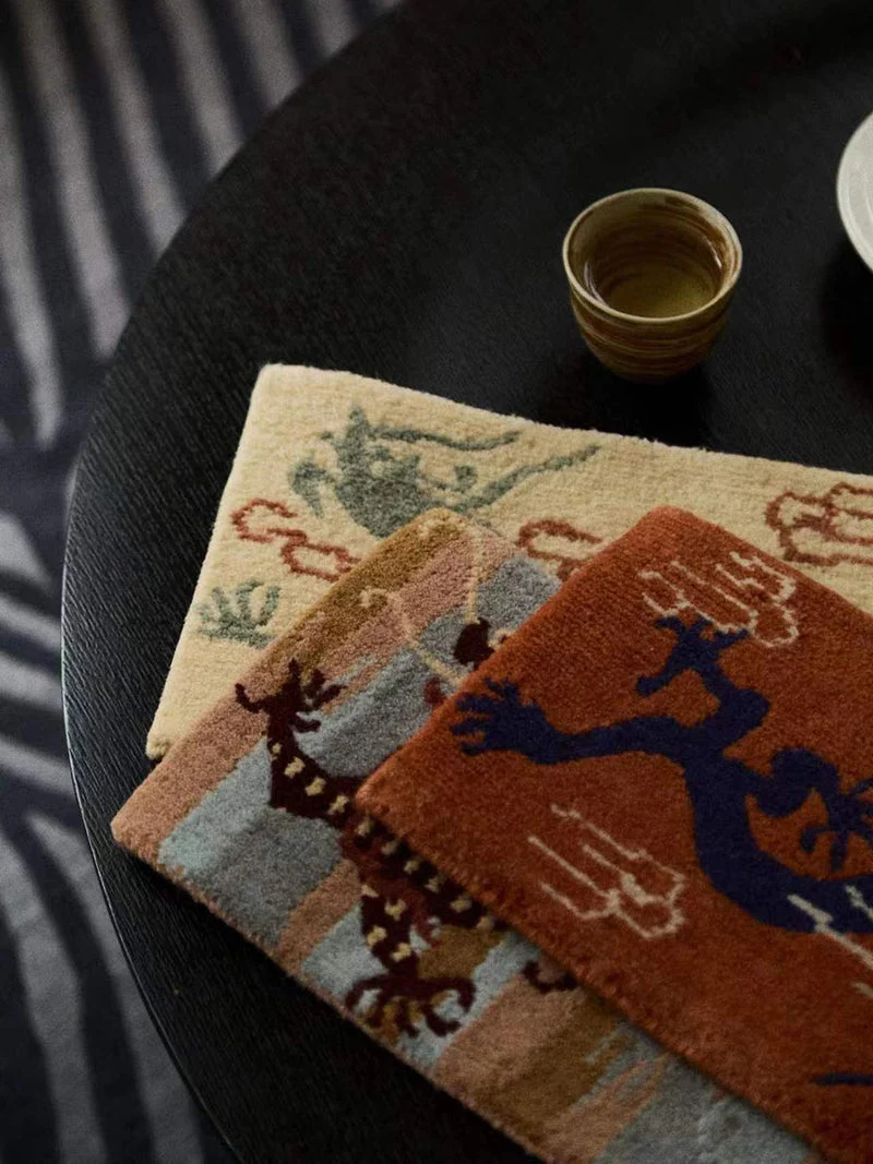 Vermilion Speckled Dragon Tibetan Rug