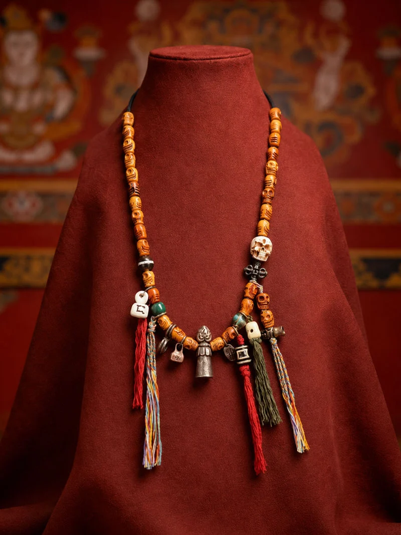 Sacred Protection Tibetan Agate Talisman Necklace