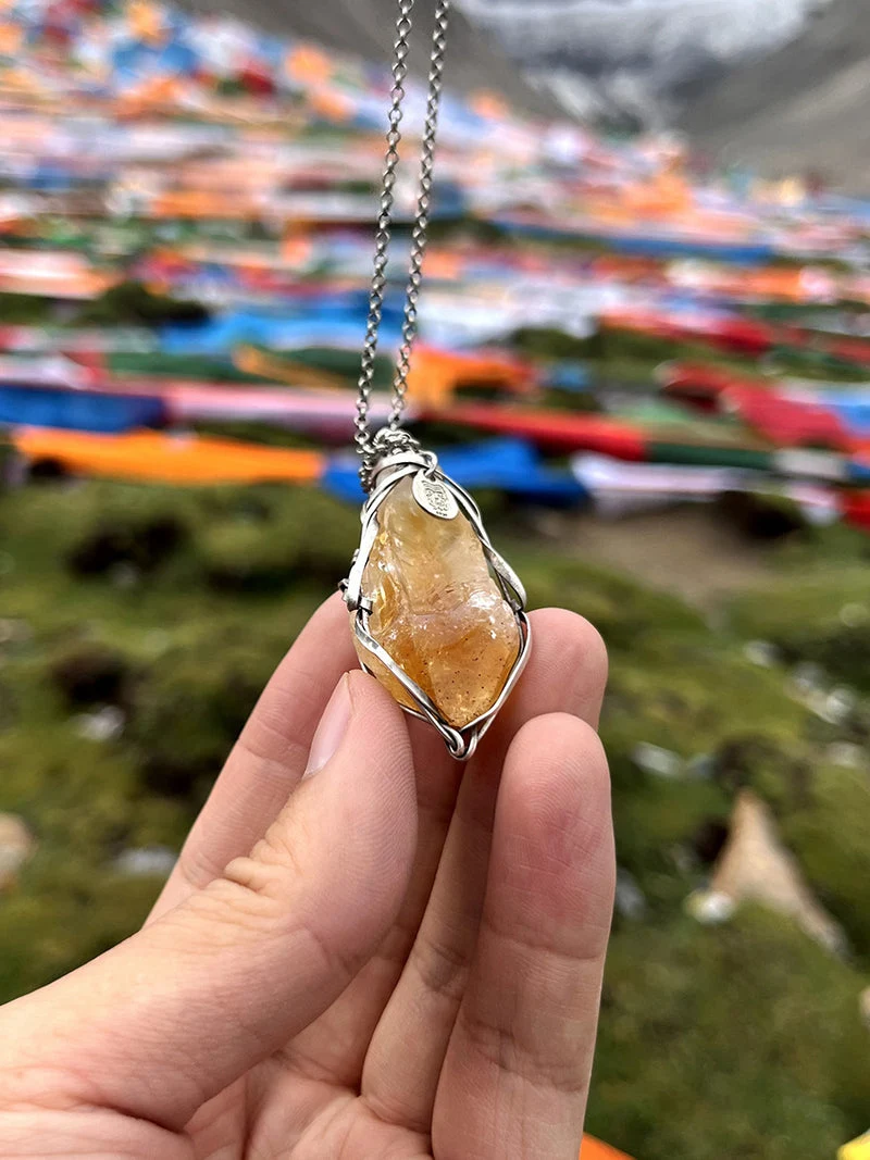 Stable Fortune Wealth Citrine Sterling Silver Tshakirama Totem Necklace